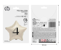 Balon foliowy 18" Gwiazda z cyfrą 4 kremowy FG-BGM4 GoDan